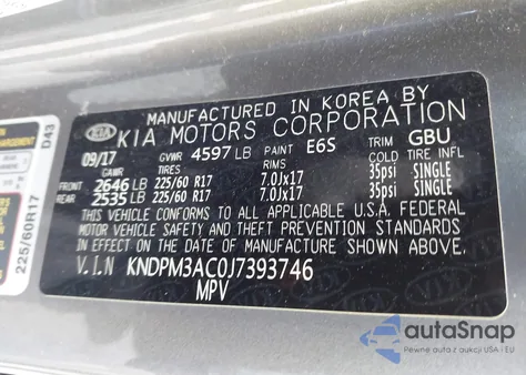 2018 Kia Sportage Lx z USA, uszkodzony, nr VIN KNDPM3AC0J7393746